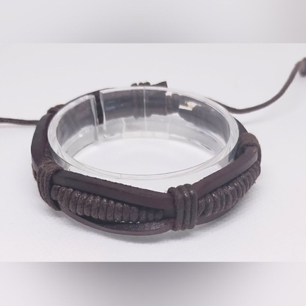 Men's leather bracelet layered brown new e11